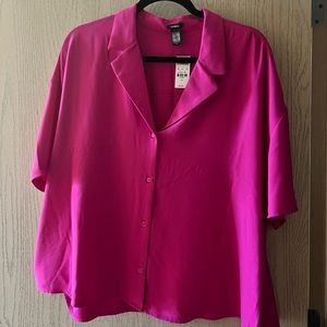 NWT Express Cropped Pink Blouse XL